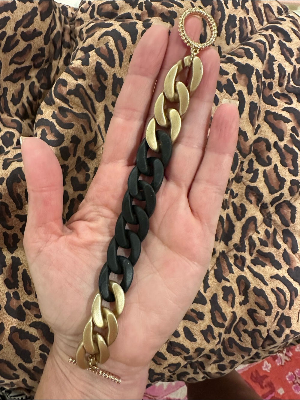 Gold and Black Chunky Chain Lightweight Bracelet